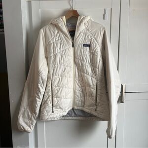 Patagonia Women’s Nano Puff Hoody Jacket Large White Full Zip Primaloft